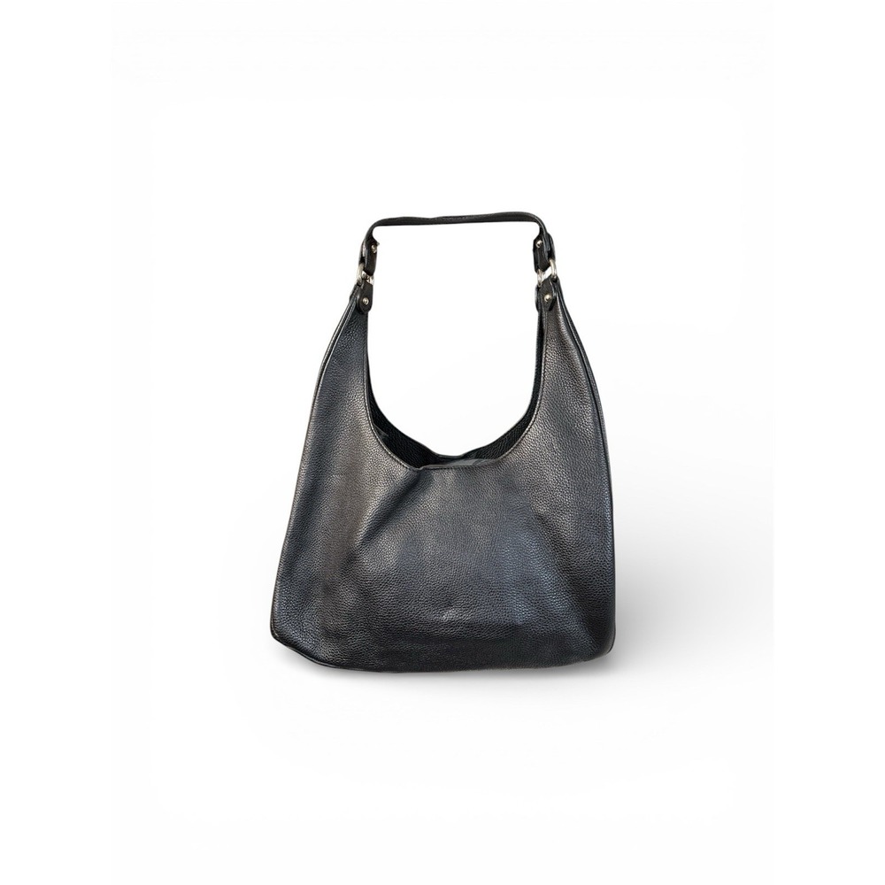 St John Large Hobo Bag Leather Black Classic Silver Hardware Designer Old Money